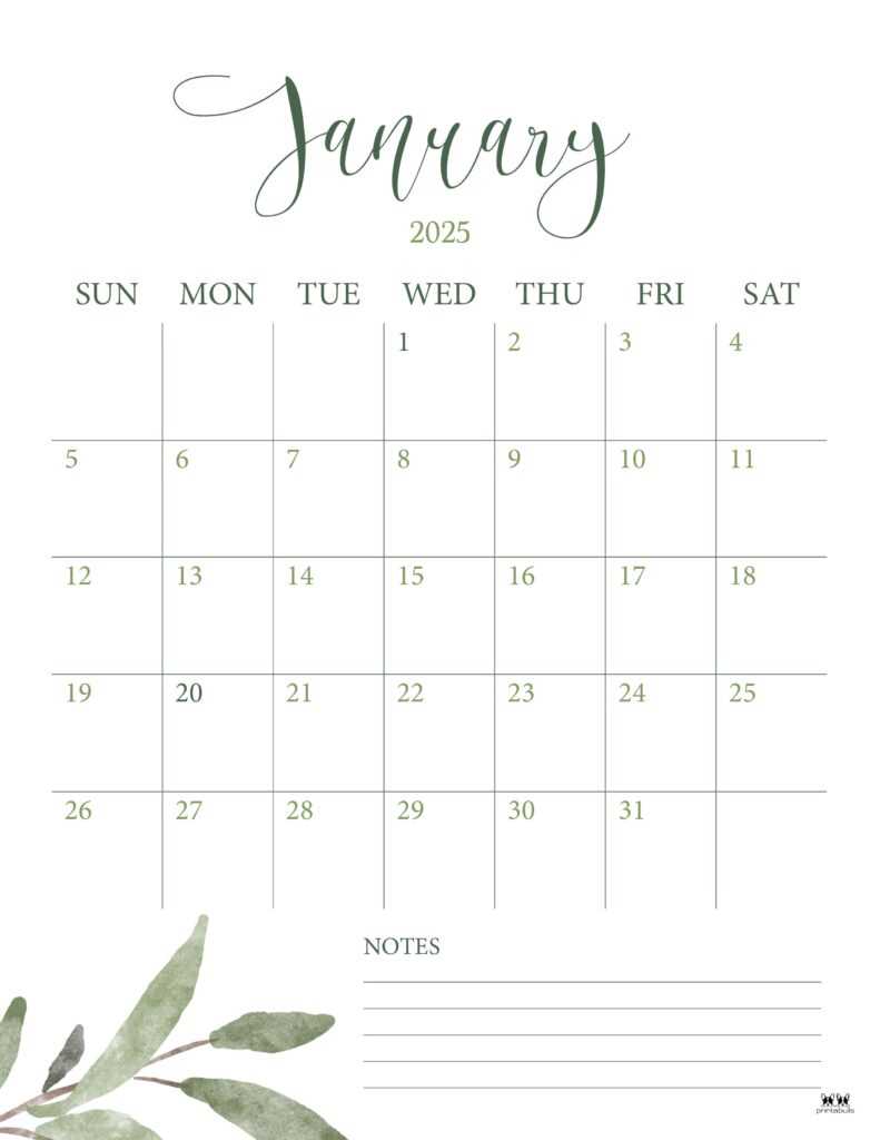 free january 2025 calendar template