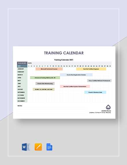 free download training calendar template