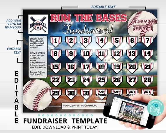 baseball fundraiser calendar template