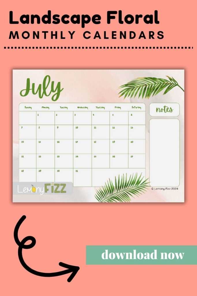 free july calendar template