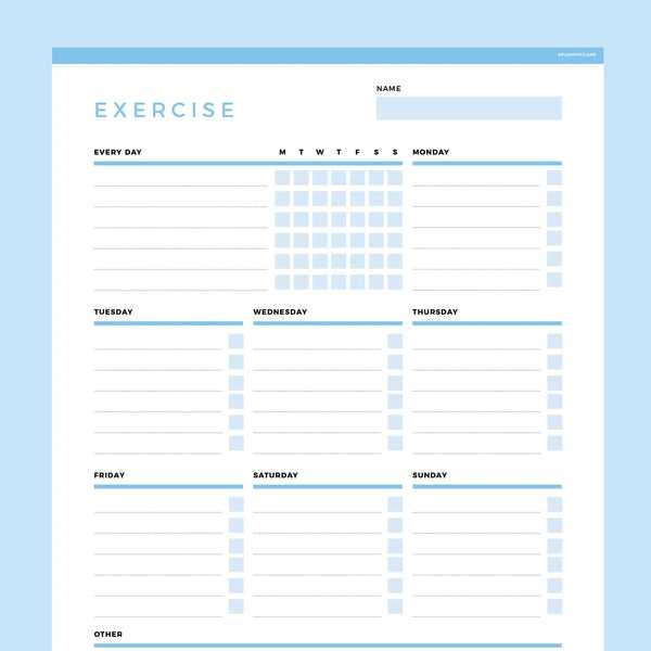 exercise calendar template