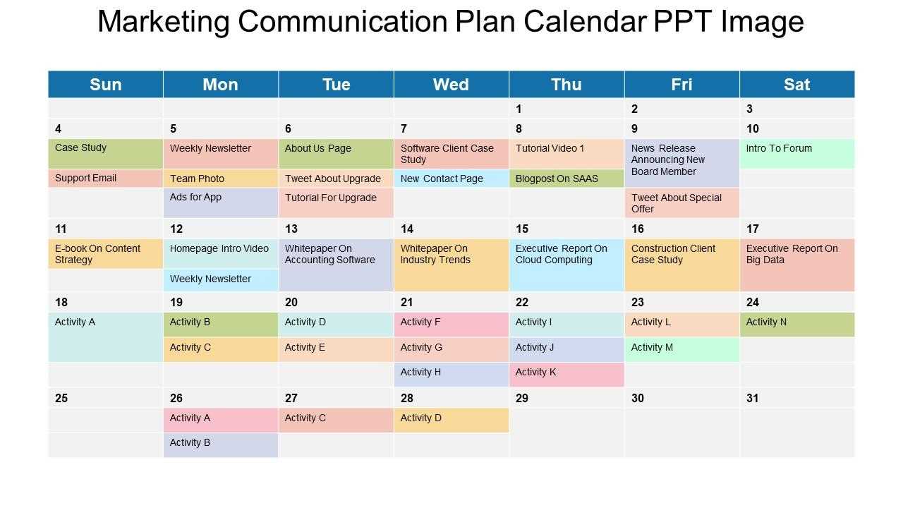 communication calendar template