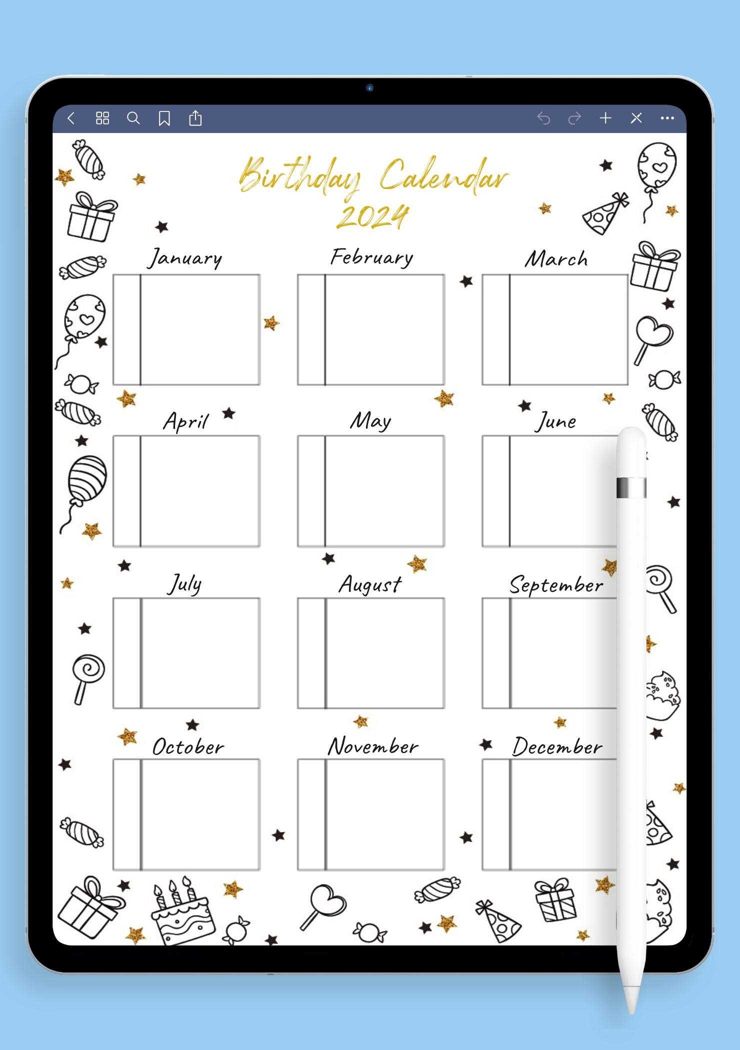 dutch birthday calendar template