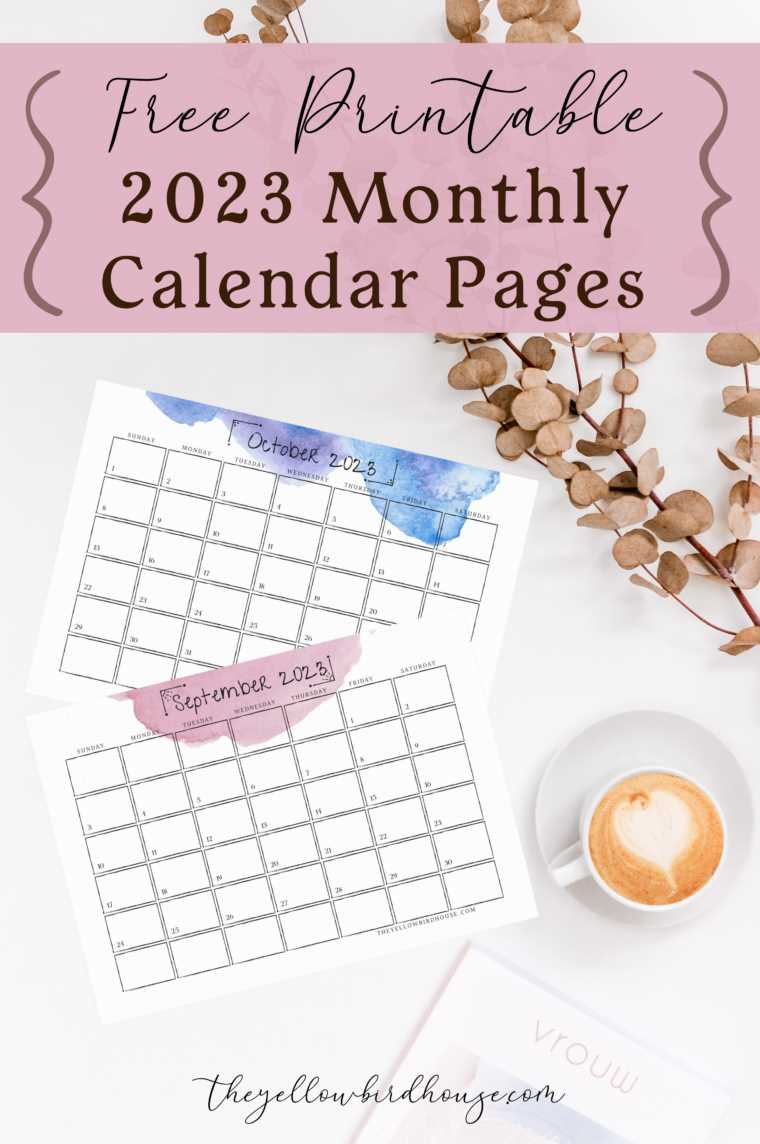 free large print calendar template