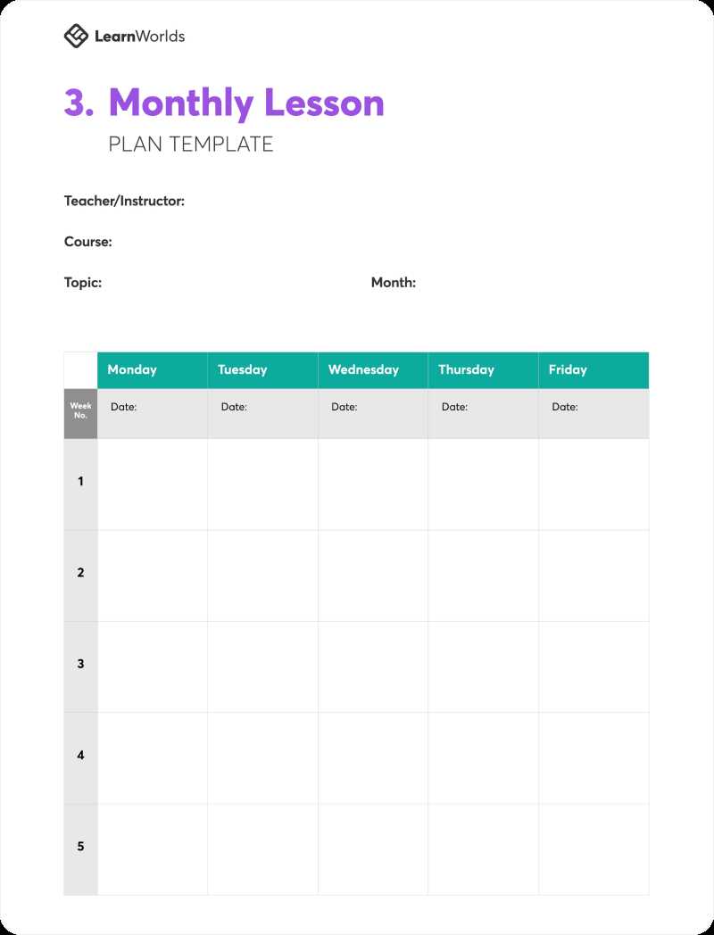 free lesson plan calendar template