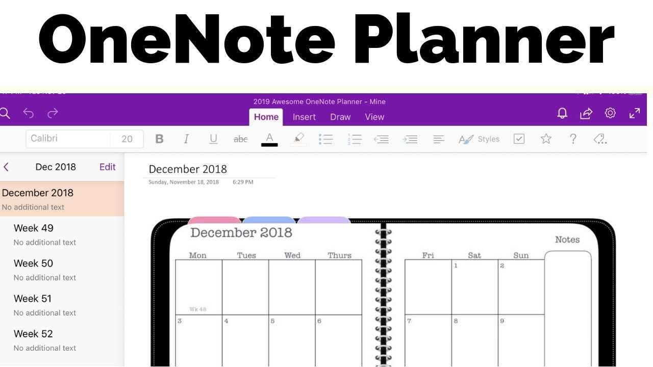 onenote weekly calendar template 2025