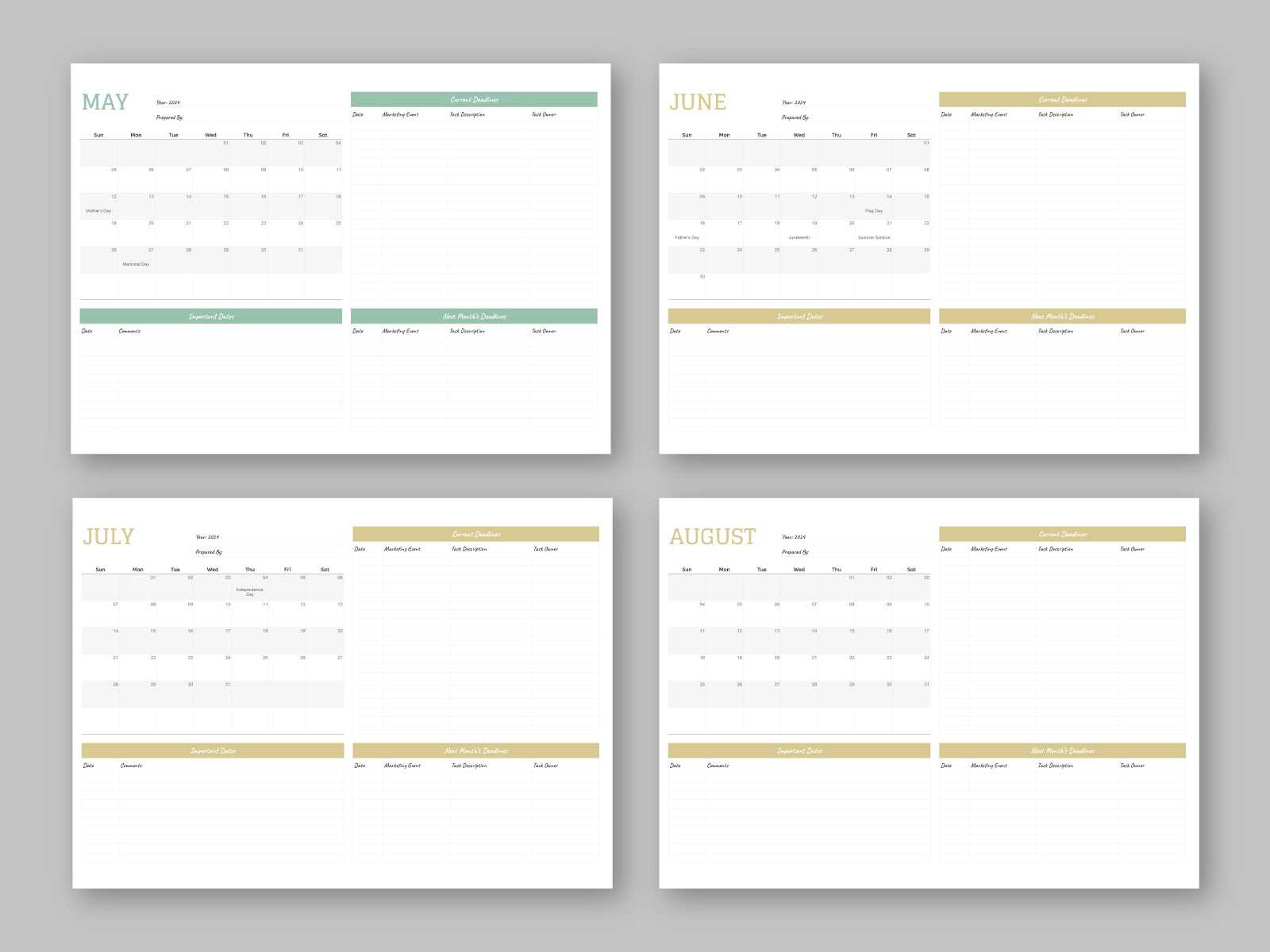 free marketing calendar template