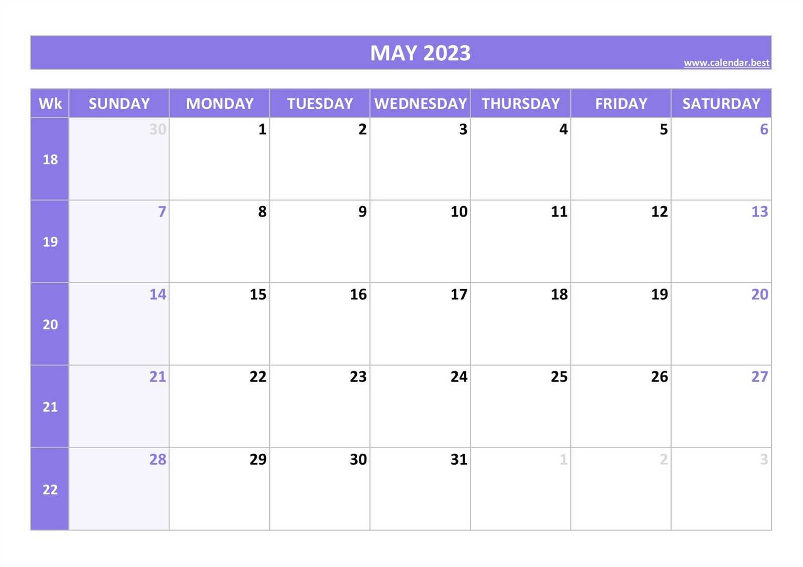 free may calendar template