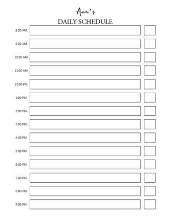 daily schedule calendar template