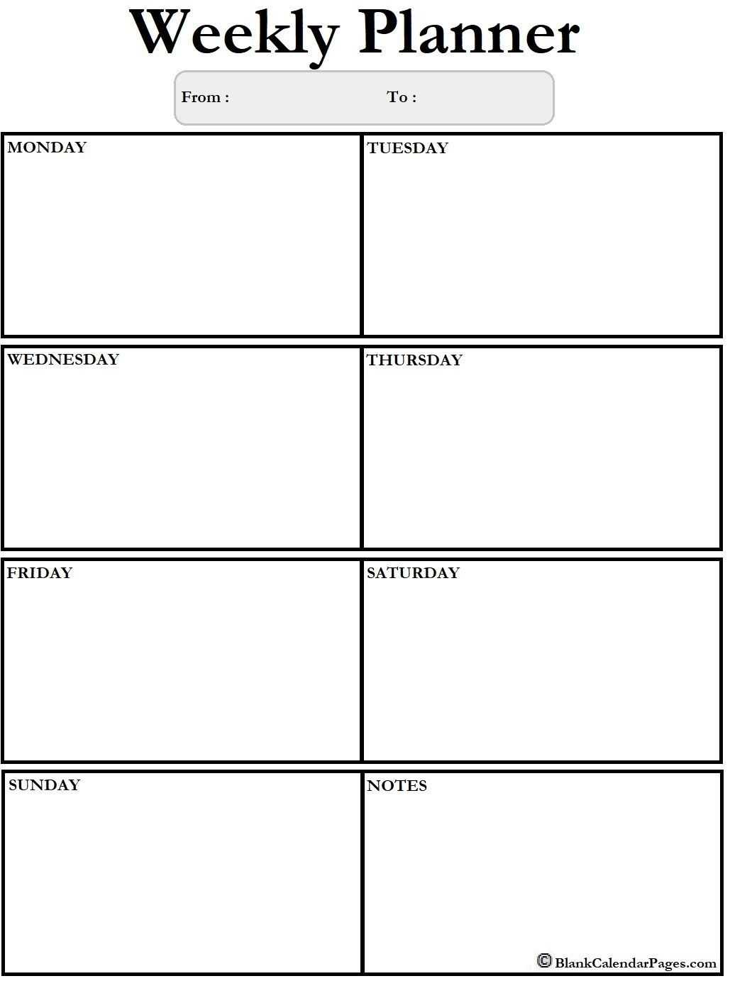 weekly calendar blank template