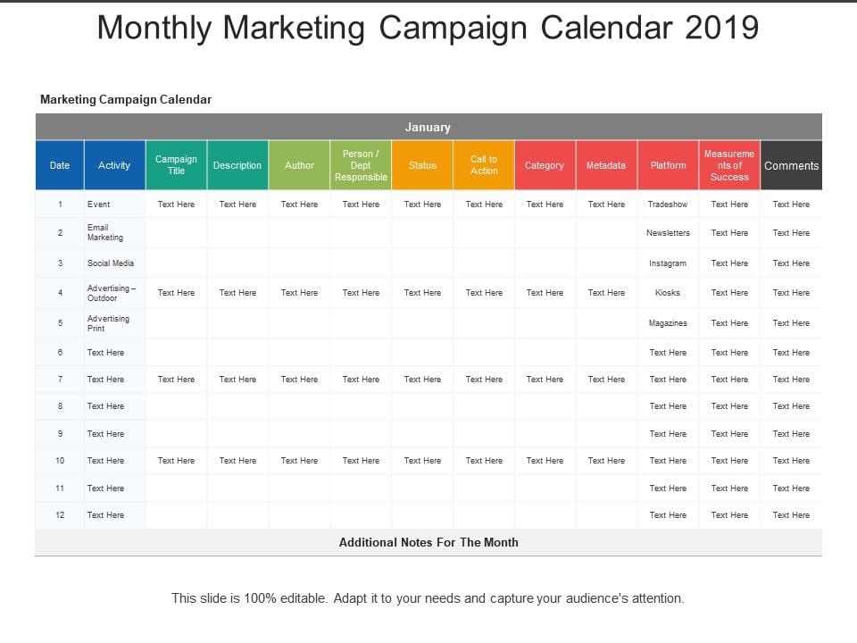 free monthly task calendar template