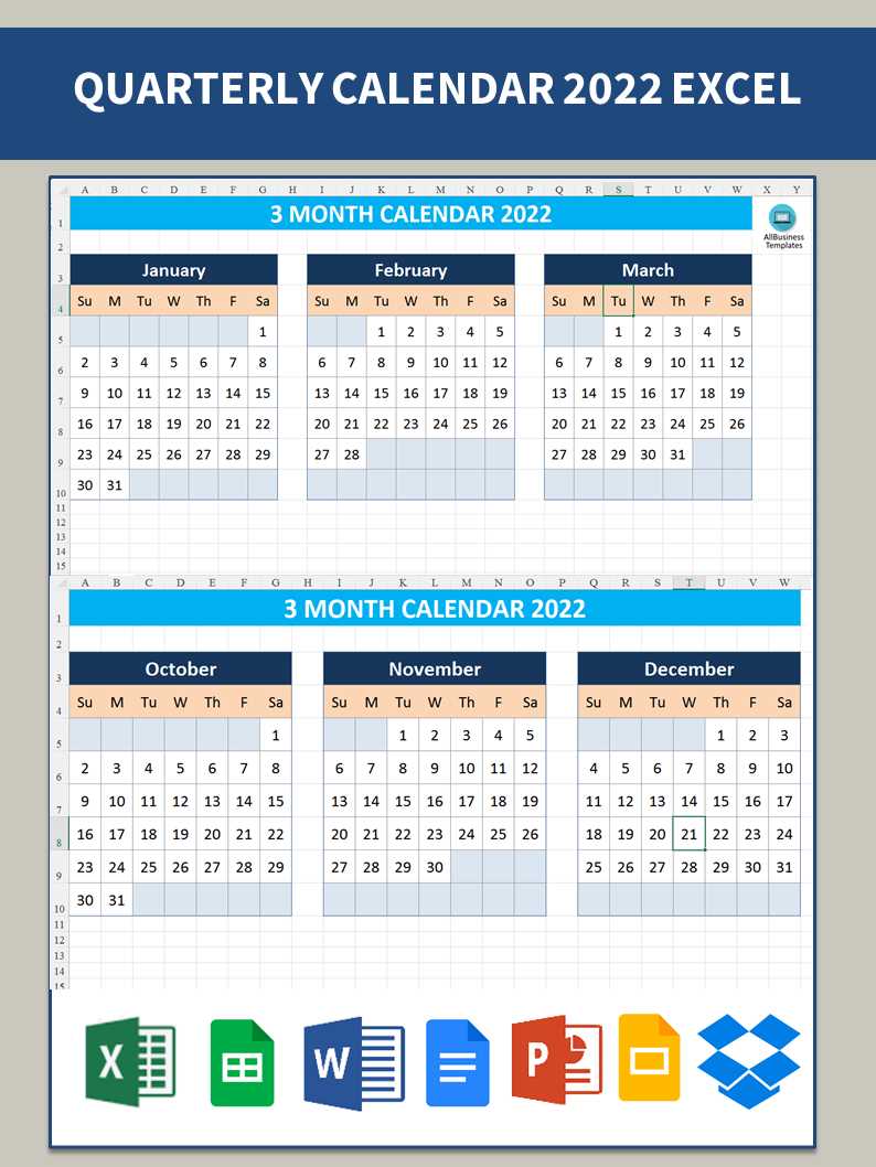 blank 3 month calendar template