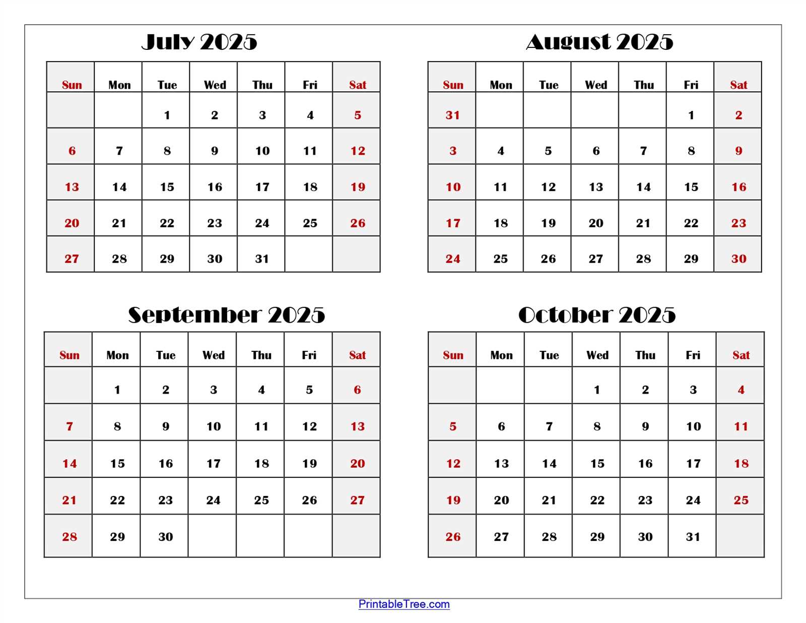 free october 2025 calendar template