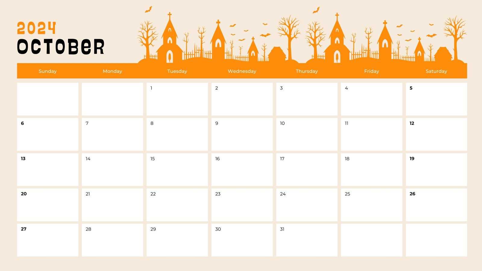 free october calendar template