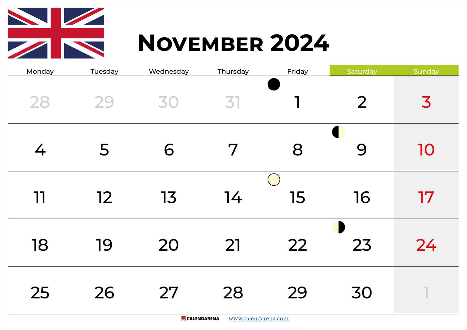 printable november calendar template