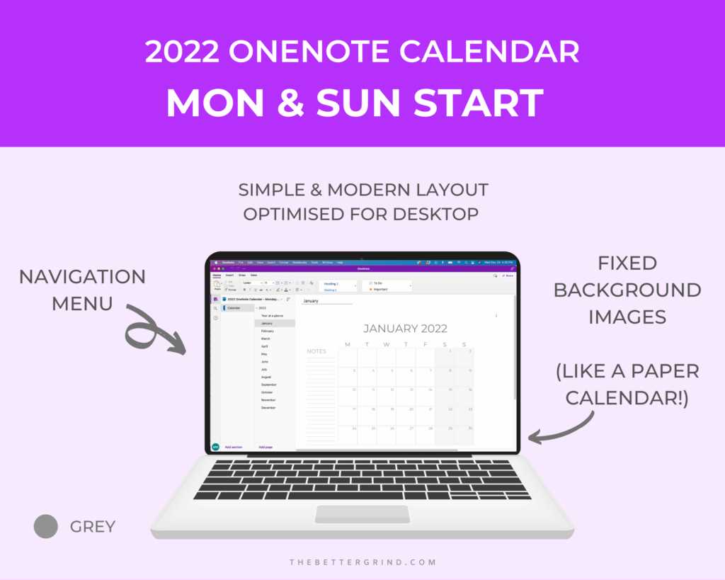 free onenote calendar template