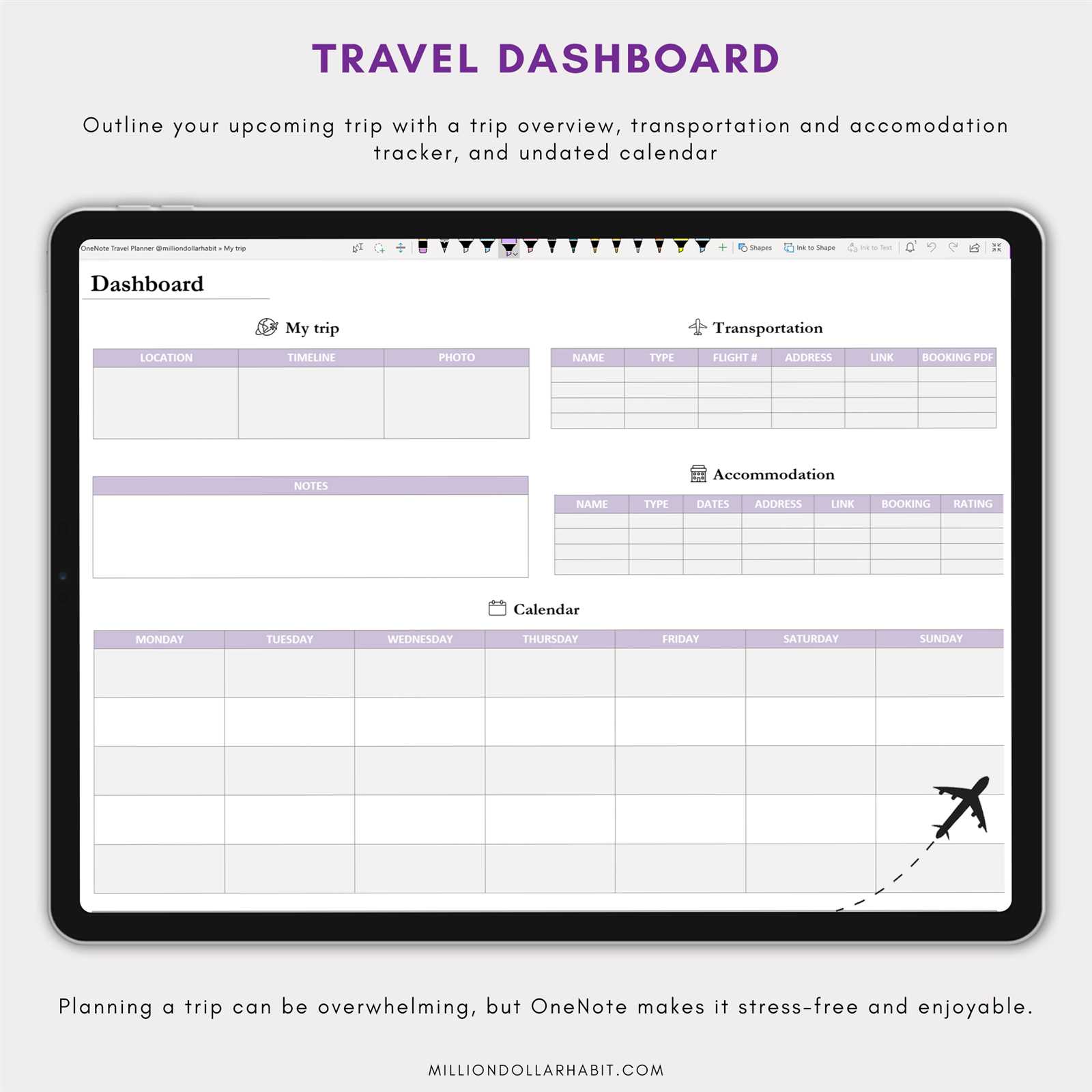 free onenote calendar template