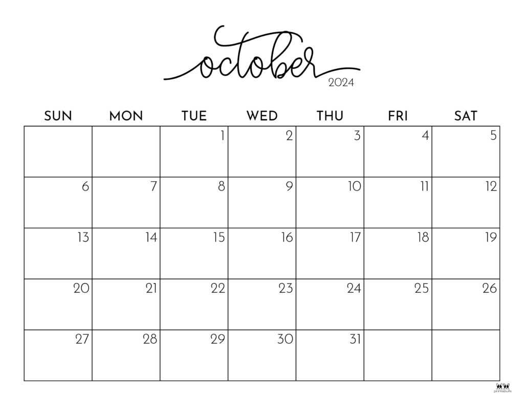 blank october calendar template