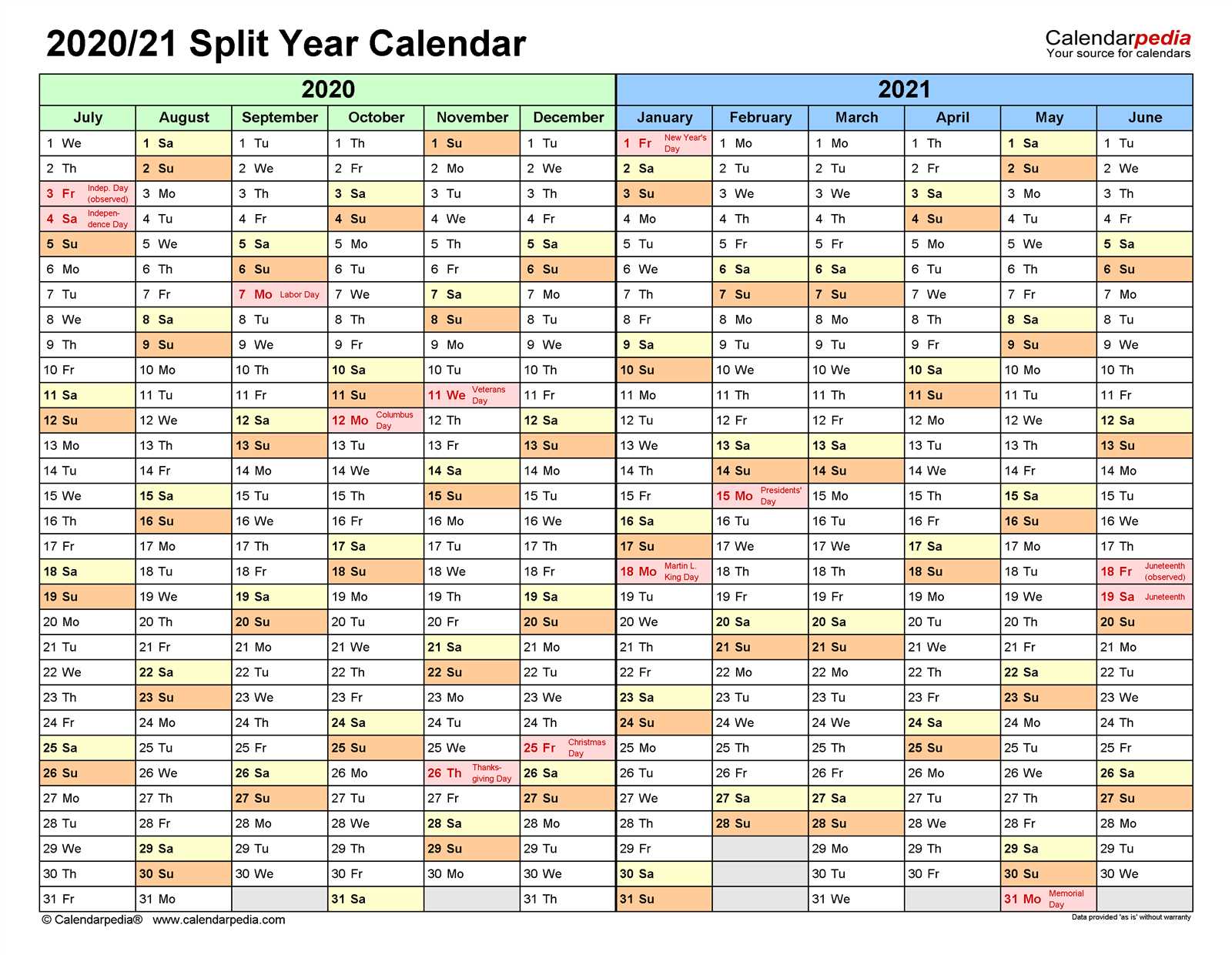 rolling calendar year template