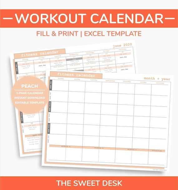 fitness calendar template