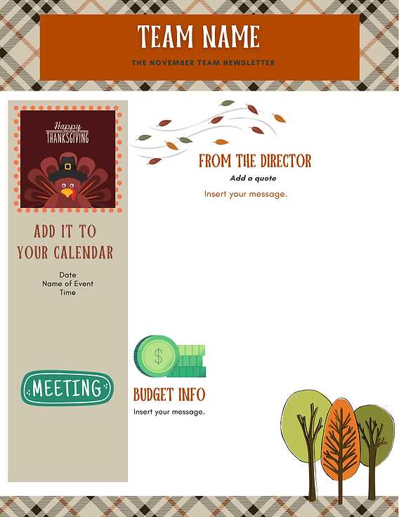 calendar newsletter template