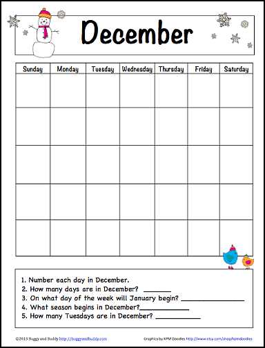 free preschool calendar template