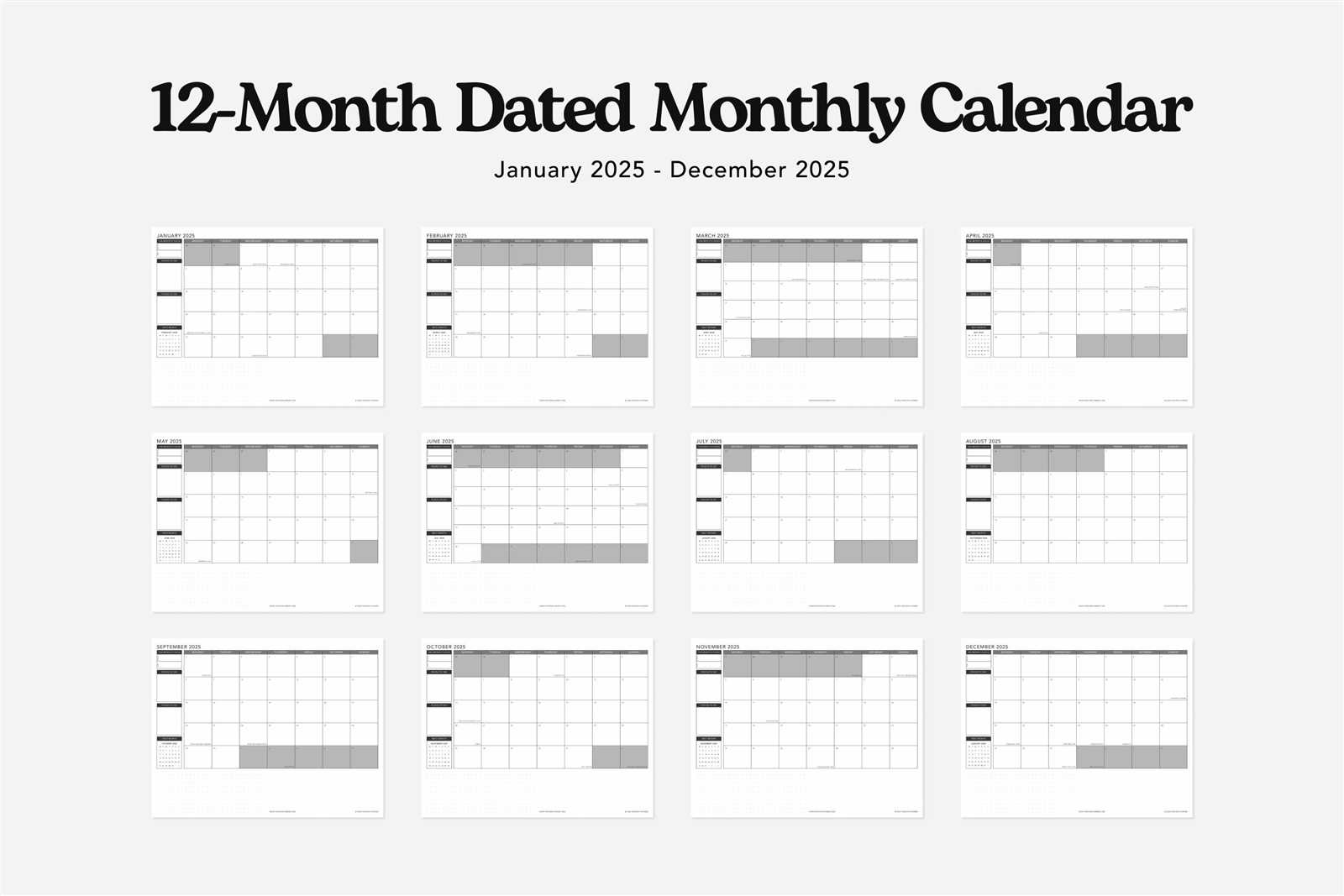 free printable 12 month calendar template