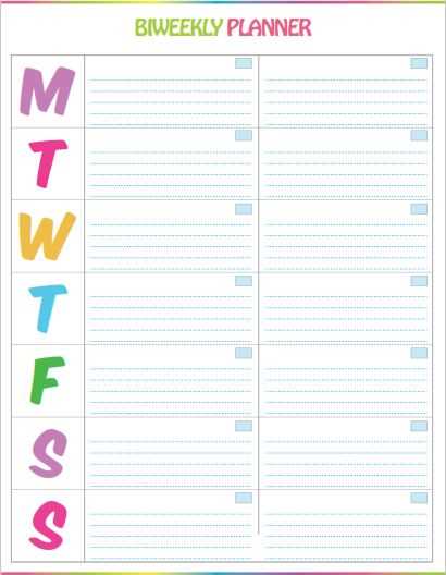 free printable 2 week calendar template