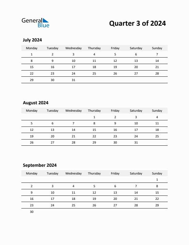 free printable 3 month calendar template