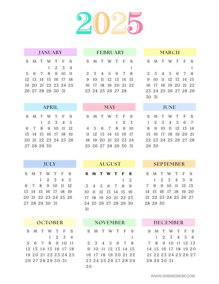 free printable calendar 2025 template