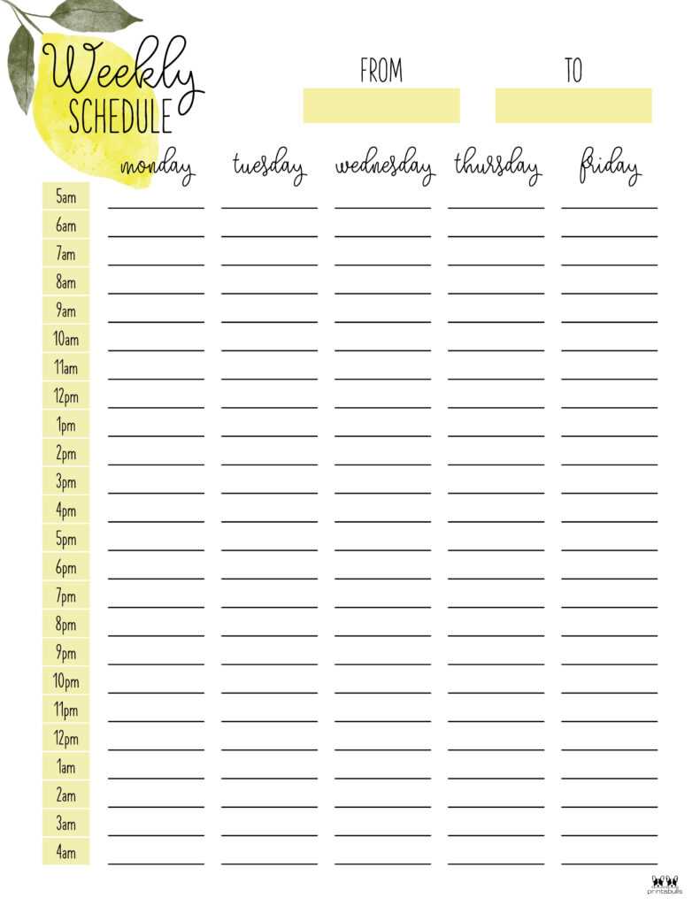 free printable hourly calendar template