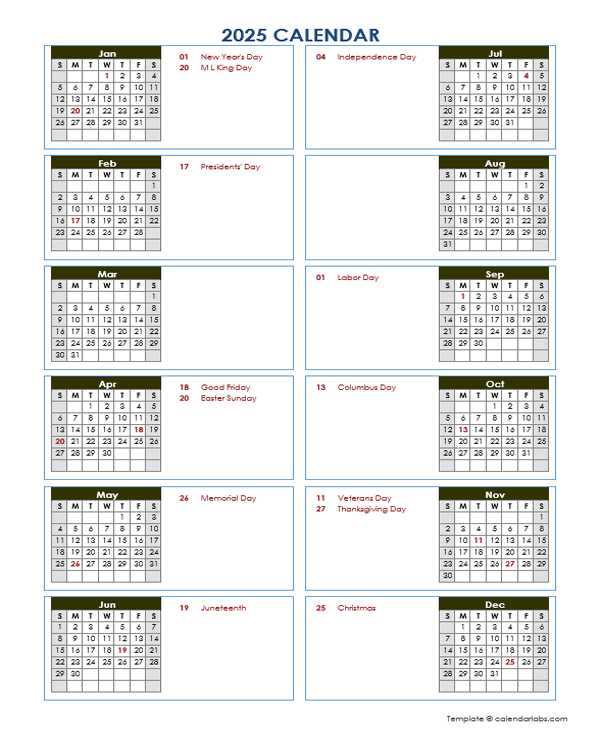 free printable yearly calendar templates 2025