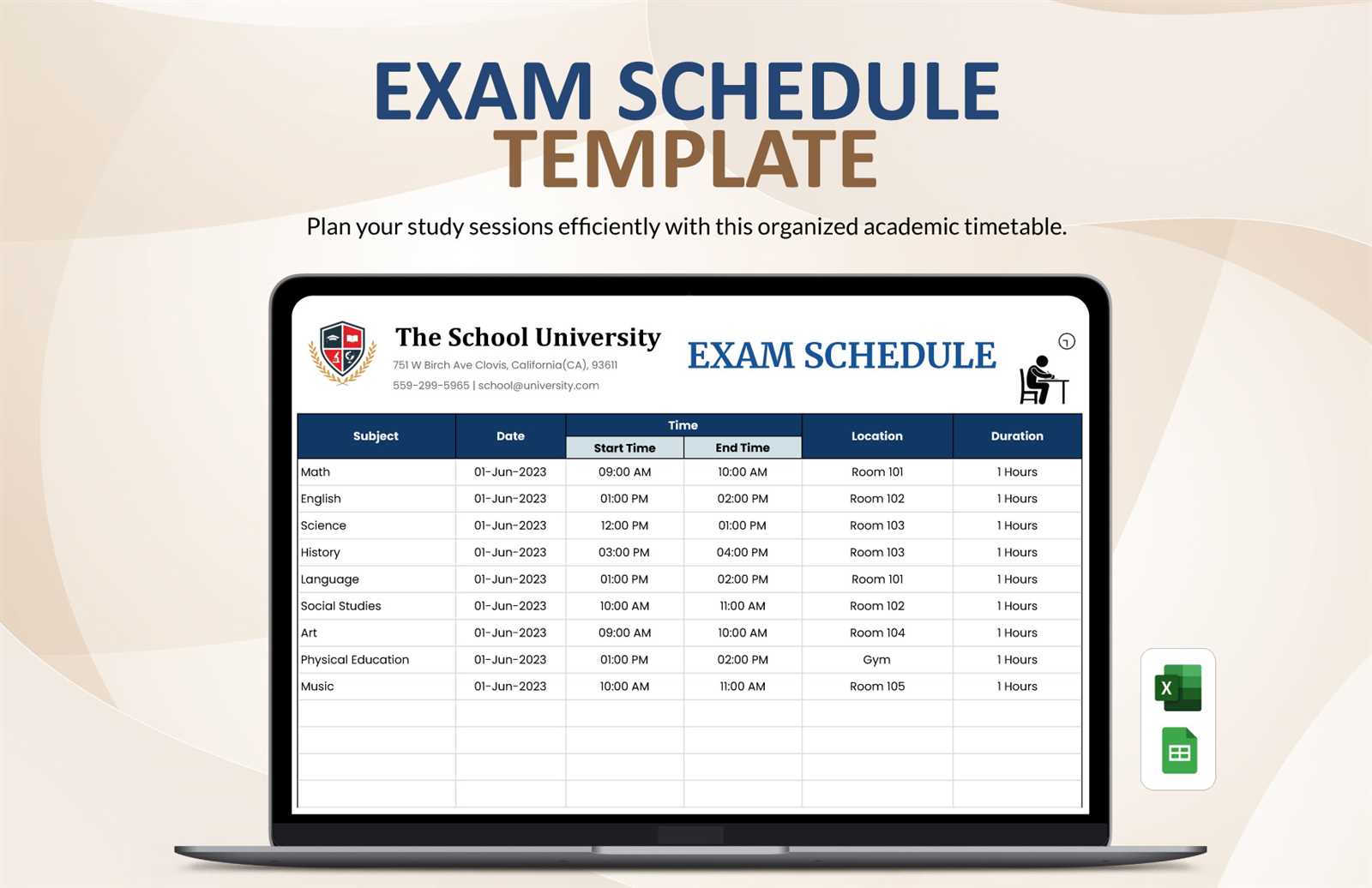 online academic calendar template