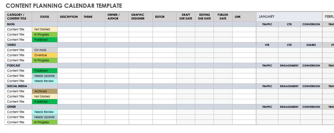 content calendar template free