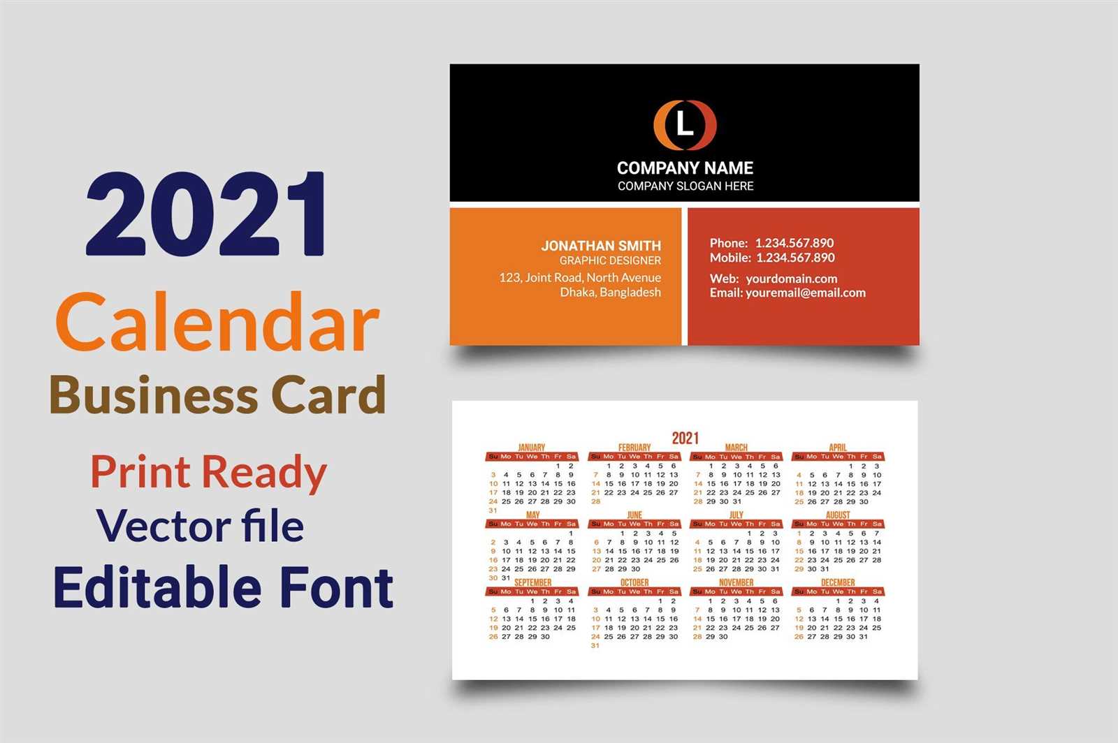 calendar card template