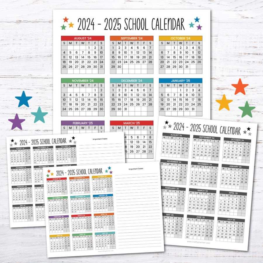 free school year calendar templates