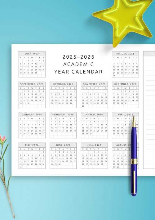 free school year calendar templates