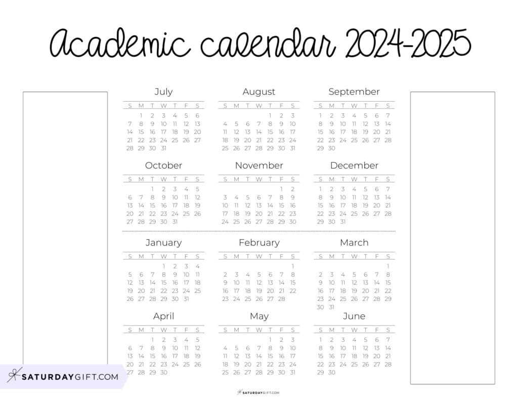 free school year calendar templates