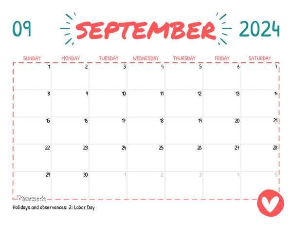 september calendar template editable