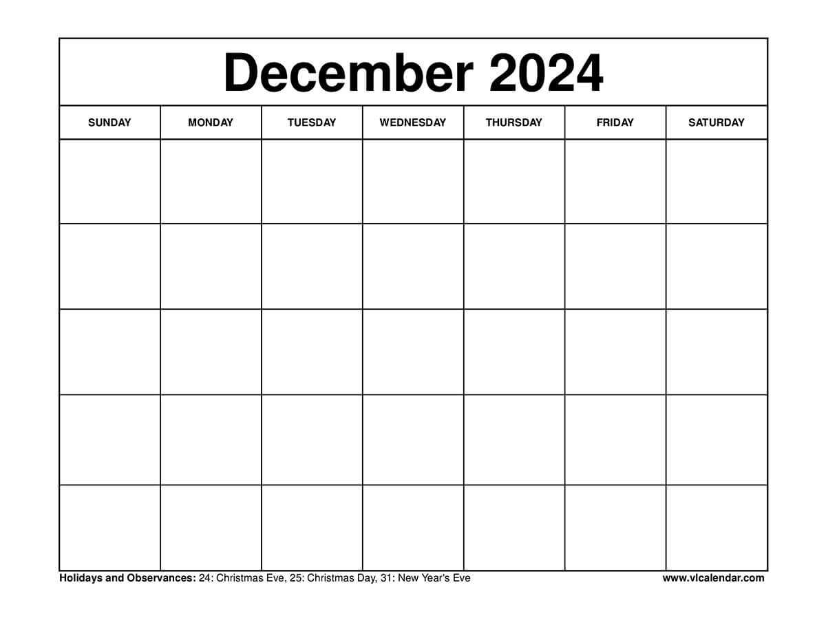 blank christmas calendar template