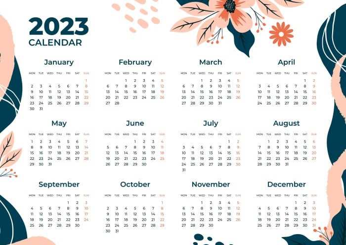 yearly calendar template printable