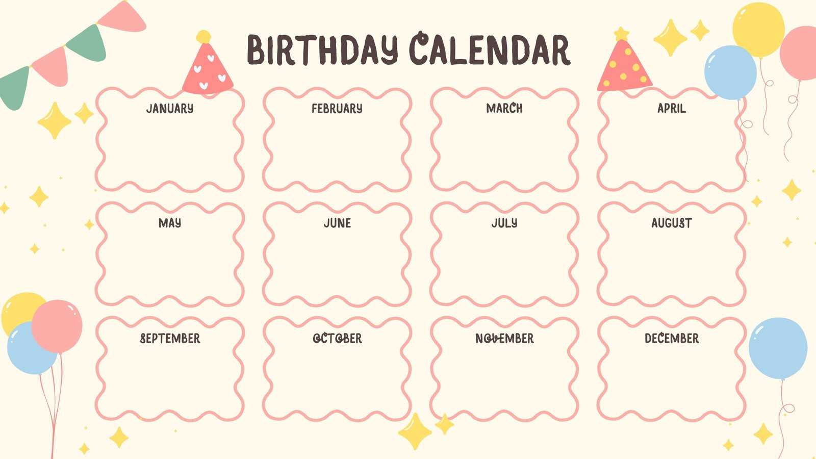 free staff birthday calendar template