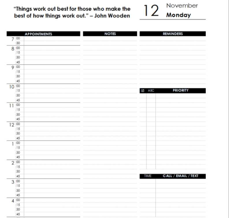 free task calendar template