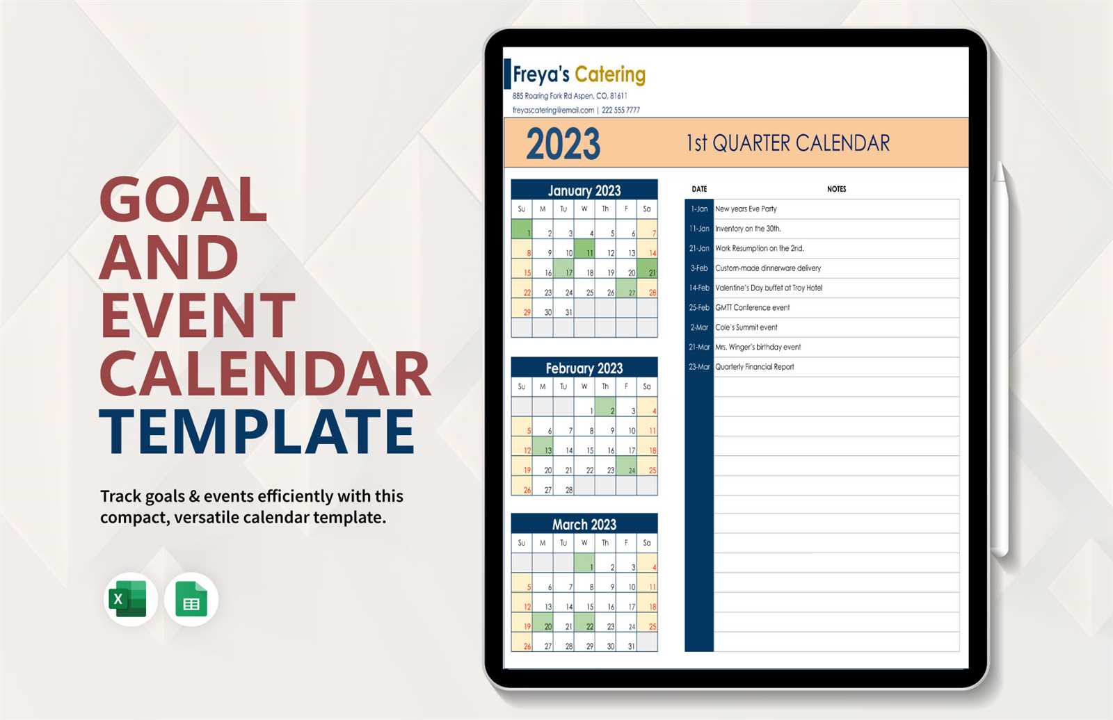 free task calendar template