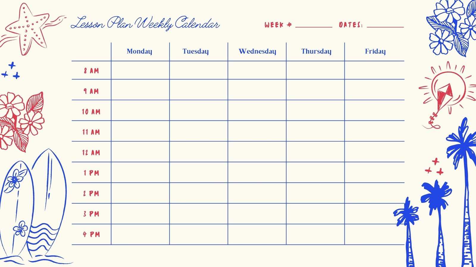 teaching calendar template