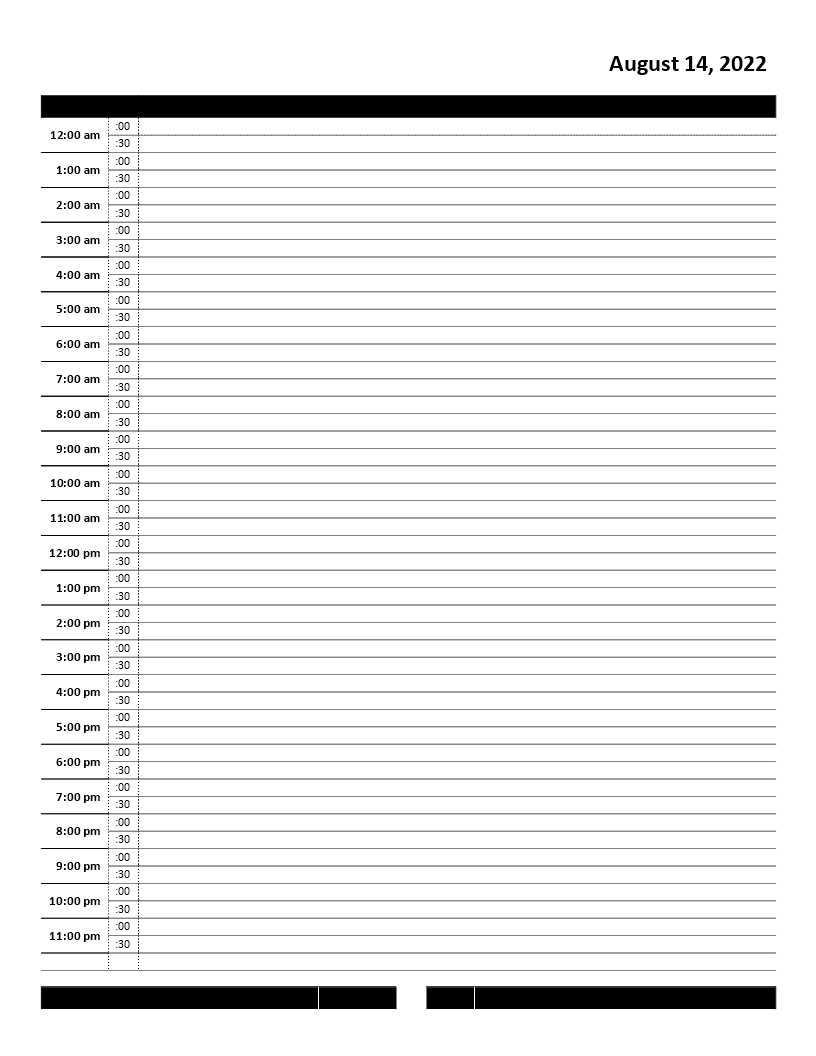 hourly appointment calendar template