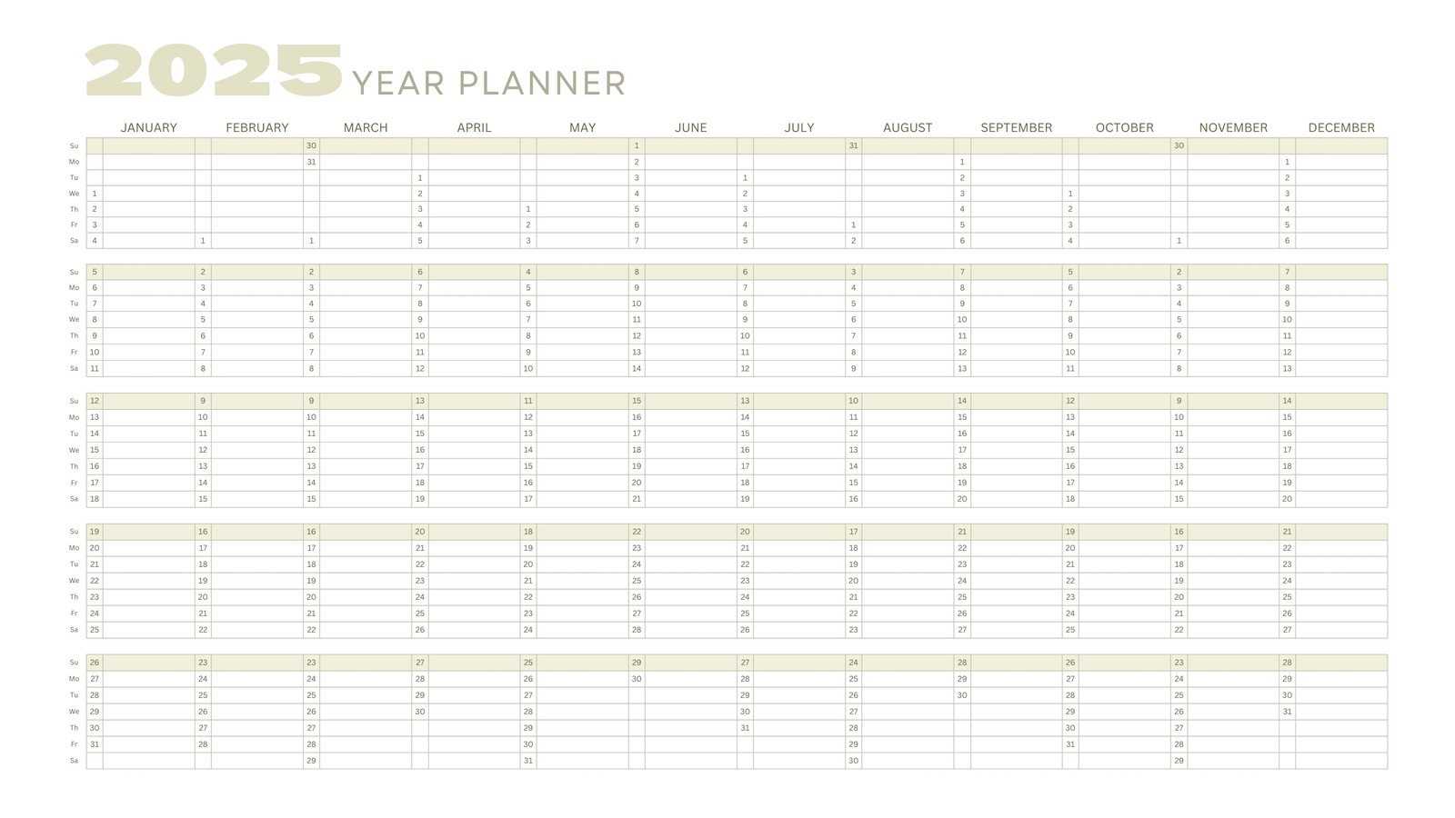 free training calendar template 2025