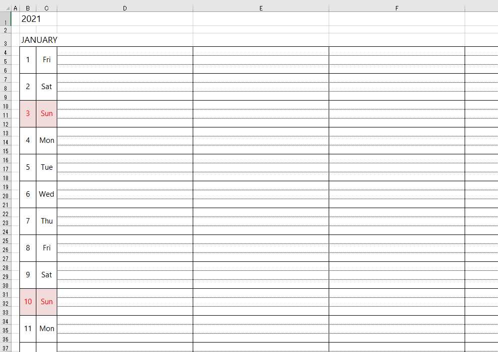 calendar spreadsheet template