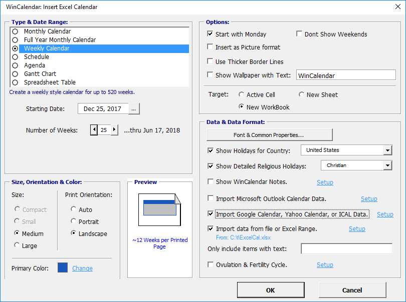 calendar template generator