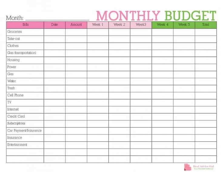 budget calendar template free